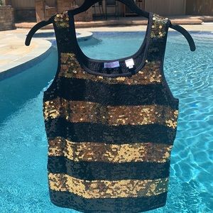 New Acrobat Vintage Gold & Black Sequin Top